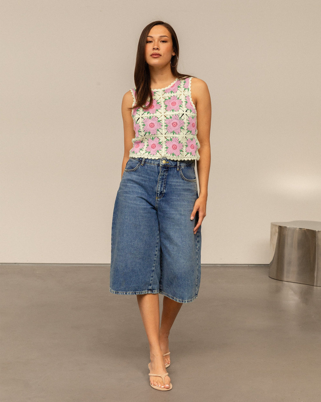 FLOWER CROCHET TOP ZACHT ROZE