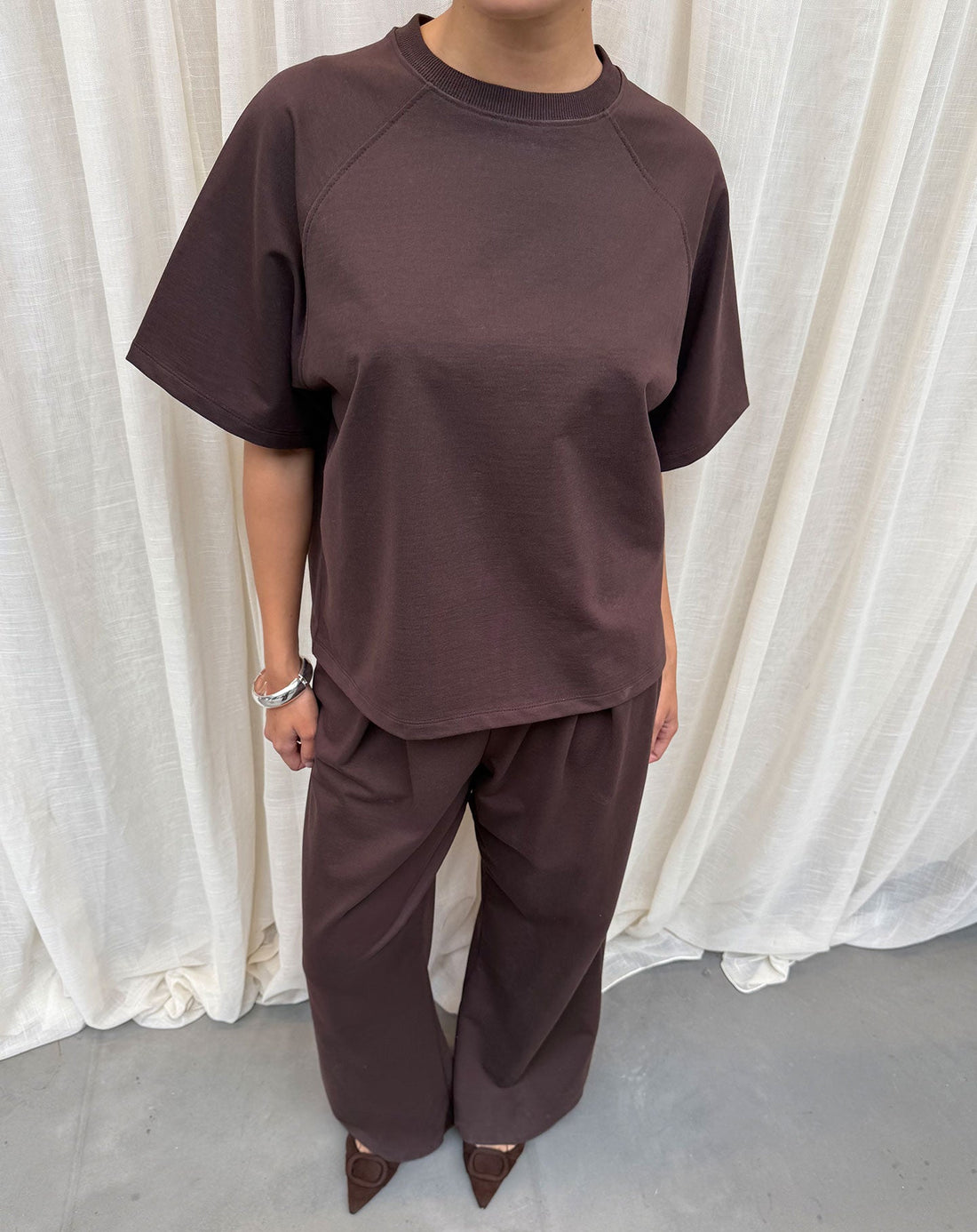 PLEATED WIDE LEG SWEAT PANTS BRUIN