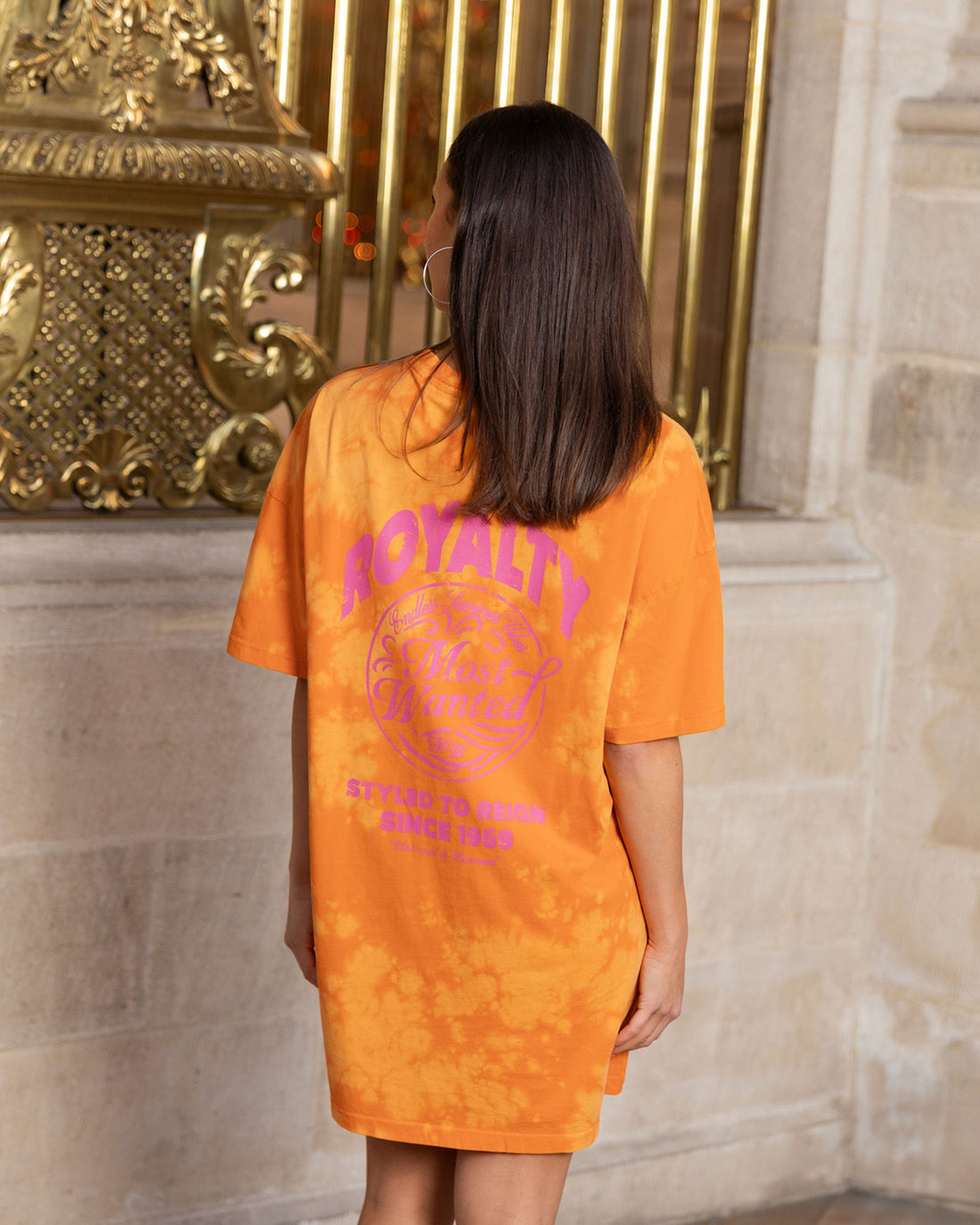 TIE DYE ROYALTY TEE DRESS ORANJE