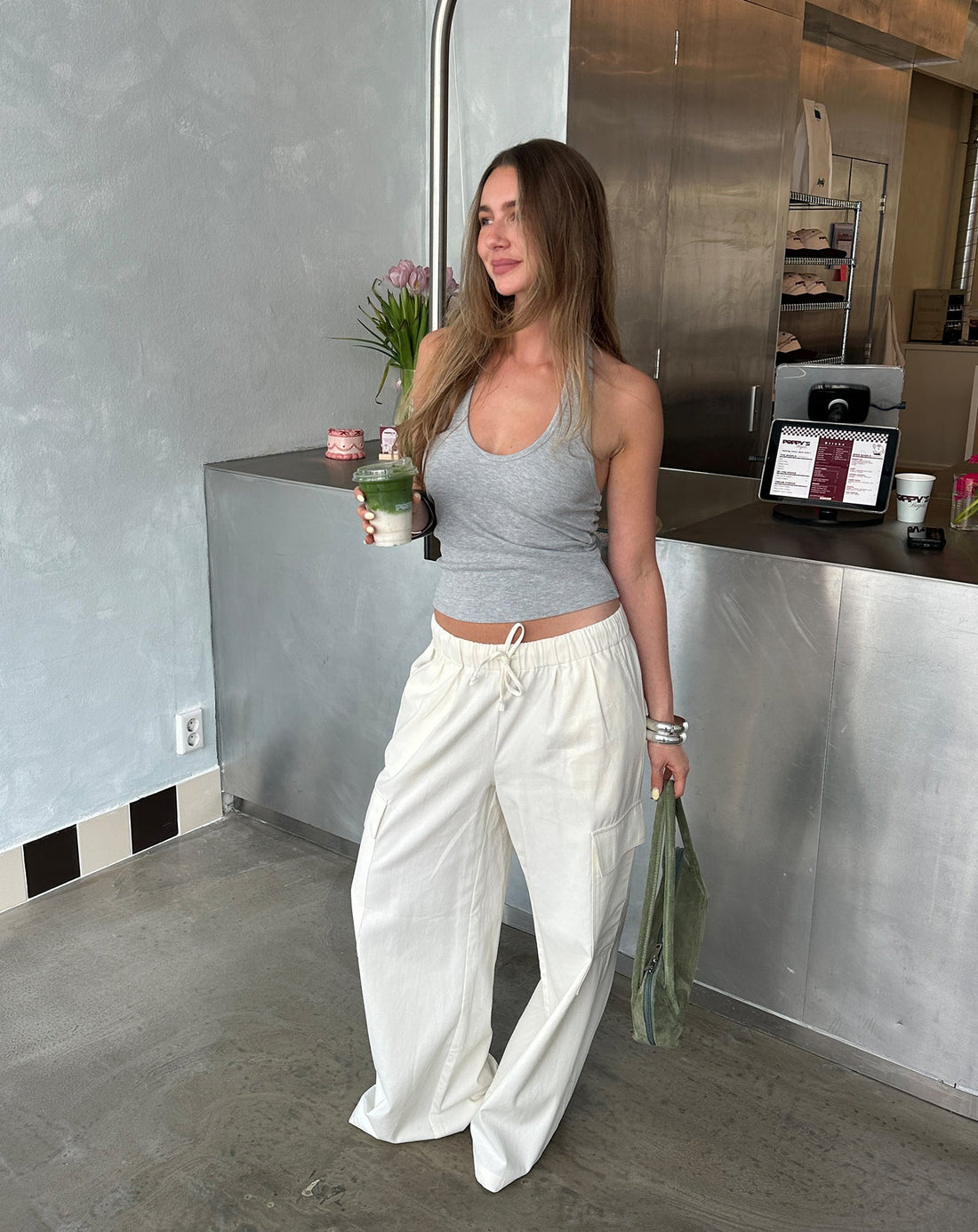 GIA WIDE LEG CARGO PANTS TALL CRÈME