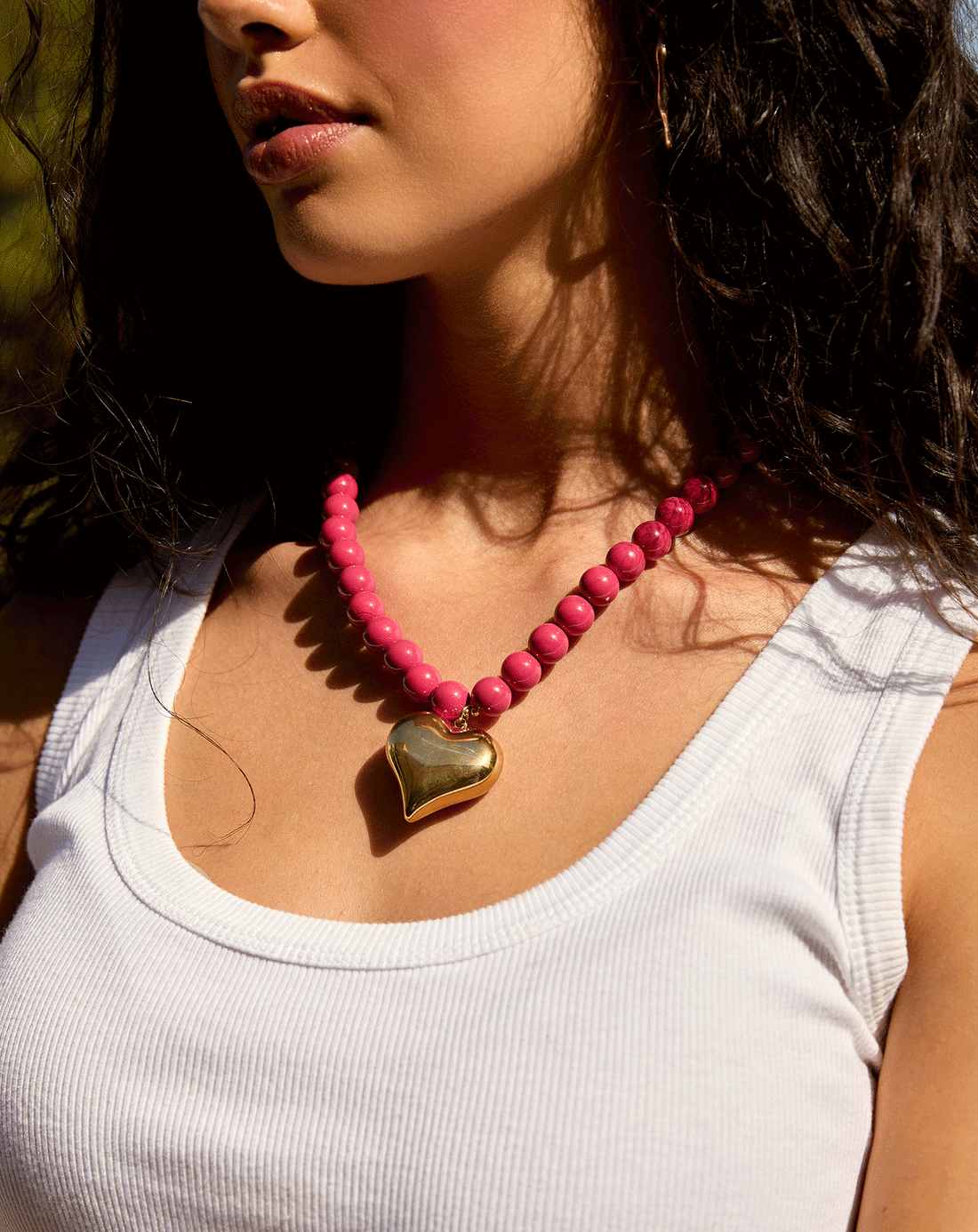 SUUS HEART BEADS NECKLACE FUCHSIA