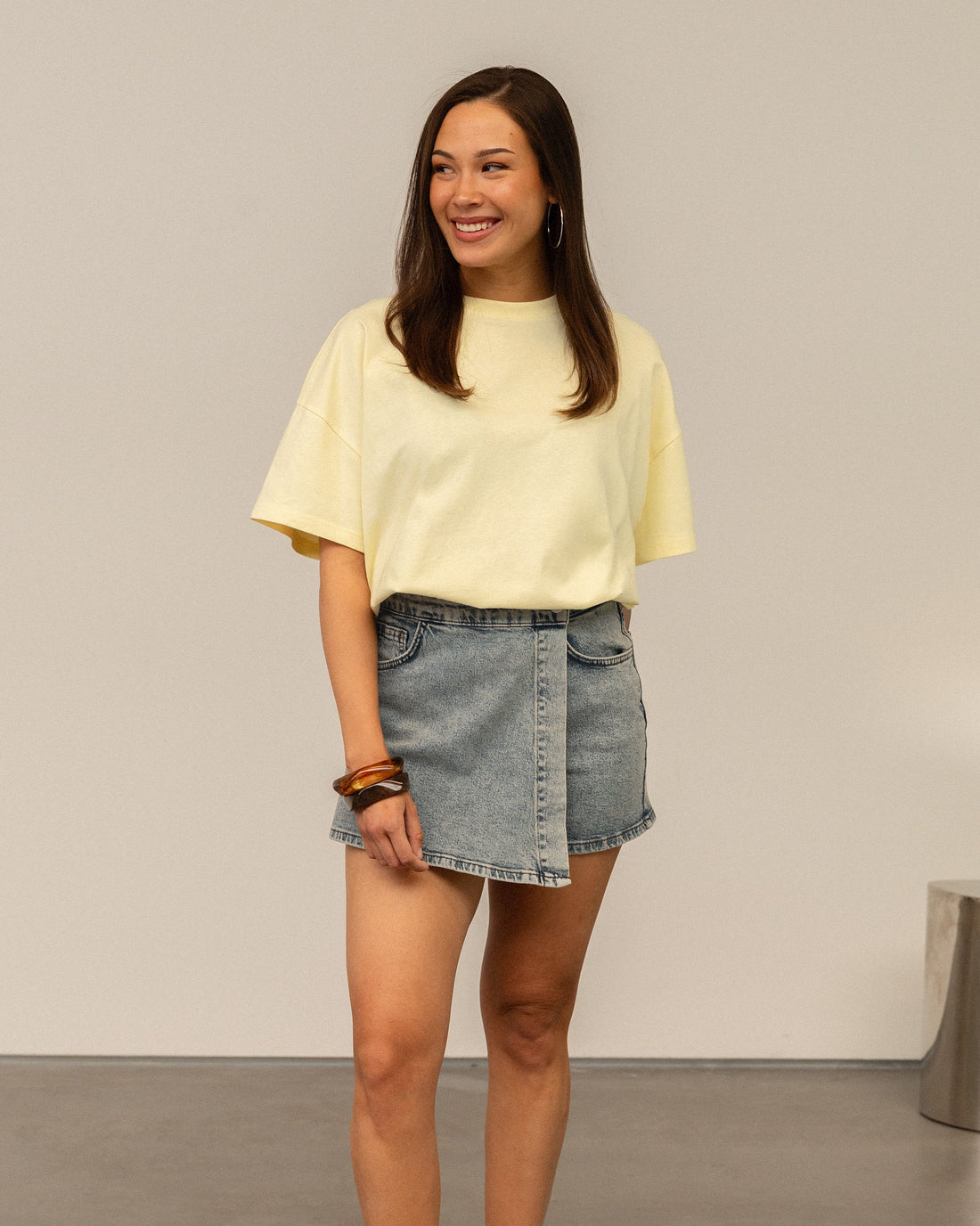 REYA DENIM SKORT VINTAGE BLAUW