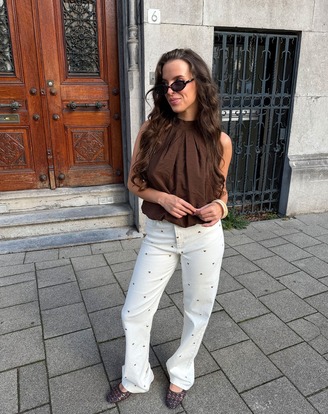 LUX BUBBLE HEM HALTER TOP BRUIN