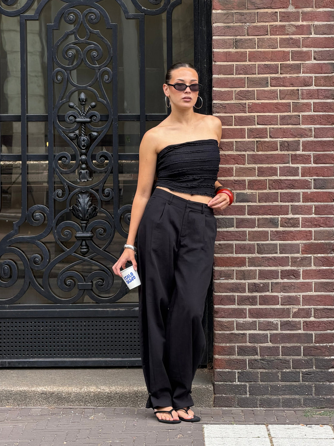 GIA TWISTED LEG PANTS ZWART