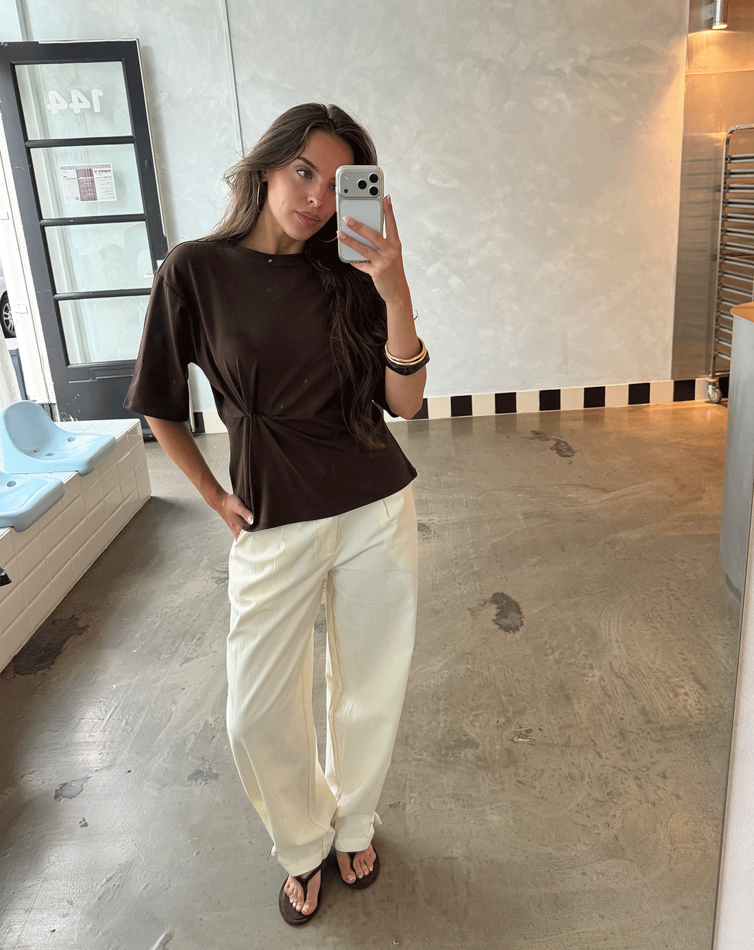 GIA TWISTED LEG PANTS CRÈME