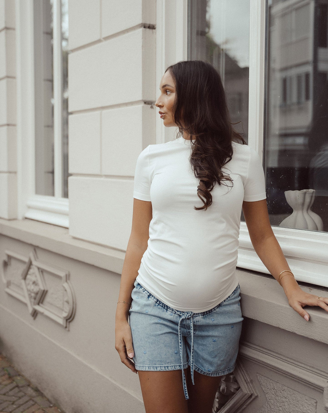GATHERED SHORT SLEEVE TEE MATERNITY CRÈME