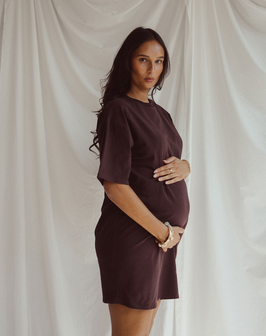 PLEATY DRESS MATERNITY BRUIN