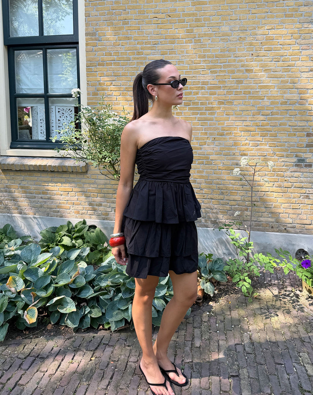 PEGGY POPLIN FRILL SKIRT ZWART