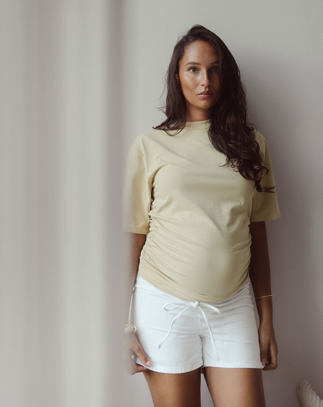 CORD DENIM SHORT MATERNITY WIT