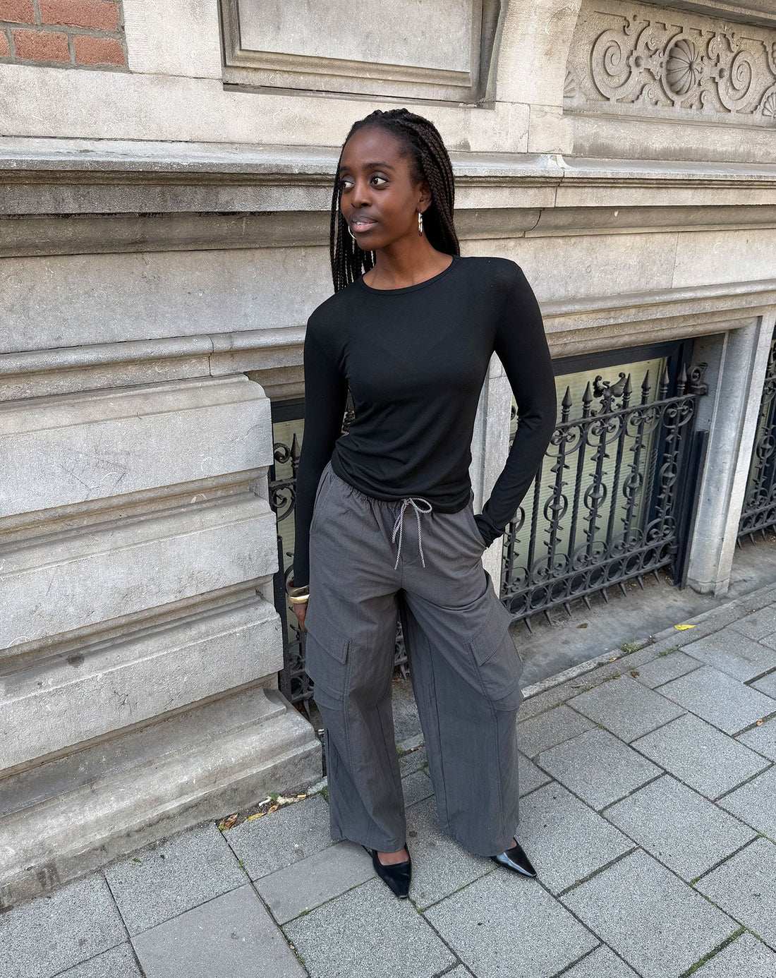 MERRIT BARREL CARGO PANTS GRIJS