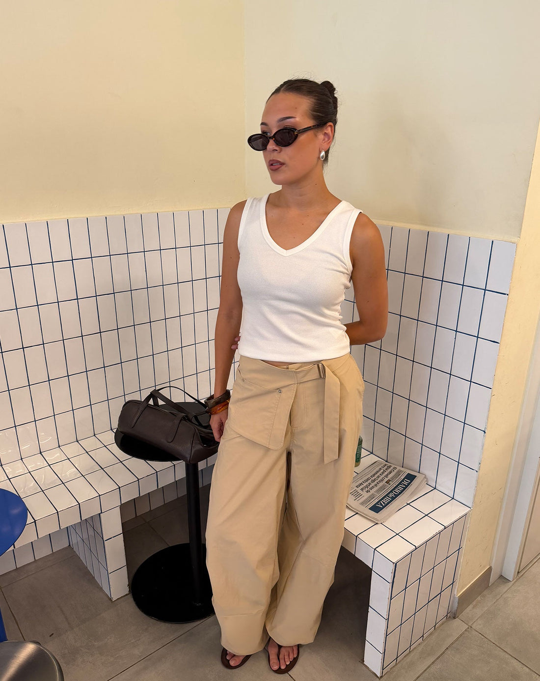 GWENN BAG BELT PANTS PETITE BEIGE
