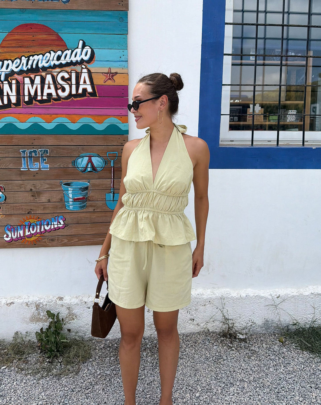 KIRA PEPLUM HALTER TOP SALIEGROEN