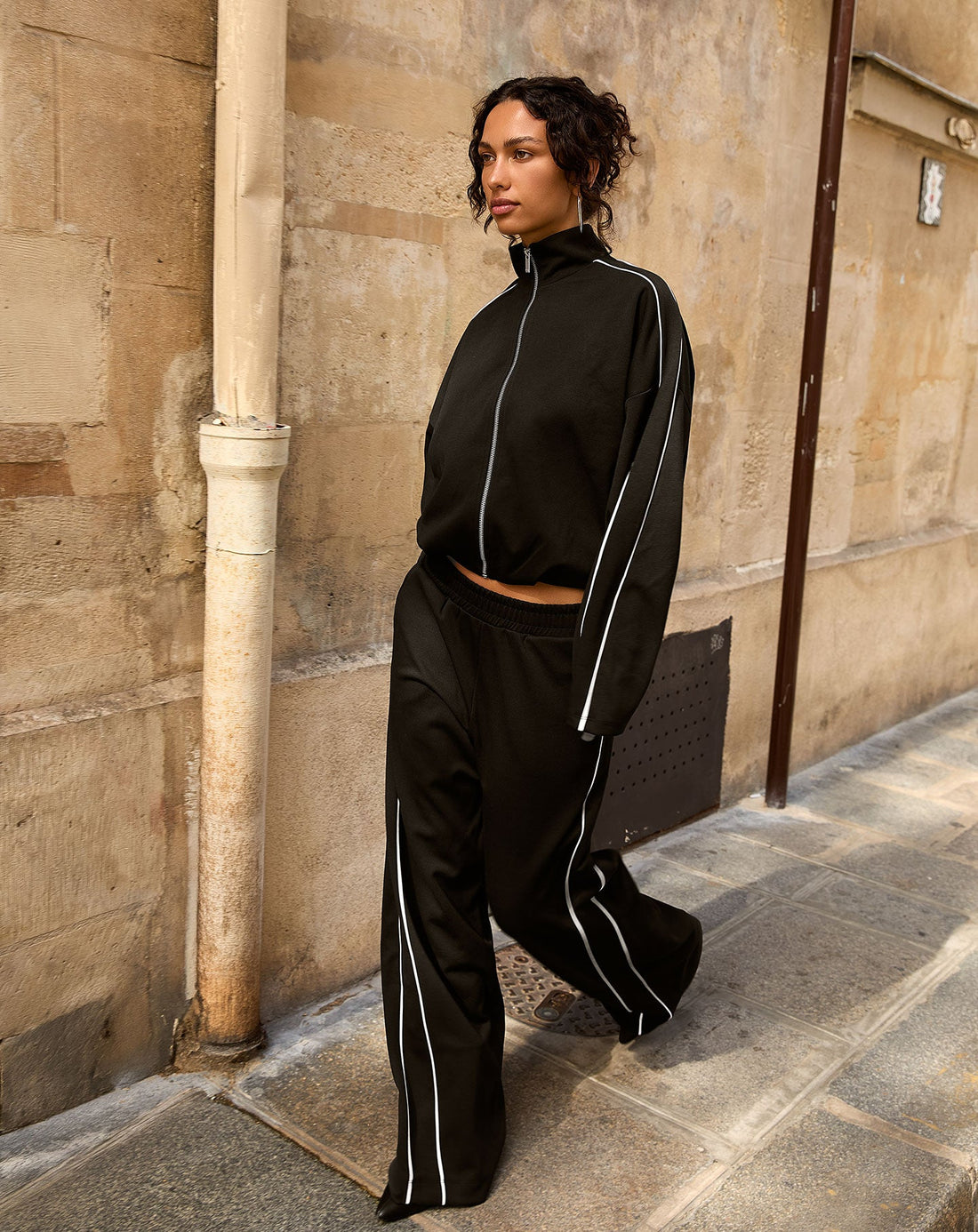 SCUBA PIPING PANTS PETITE ZWART