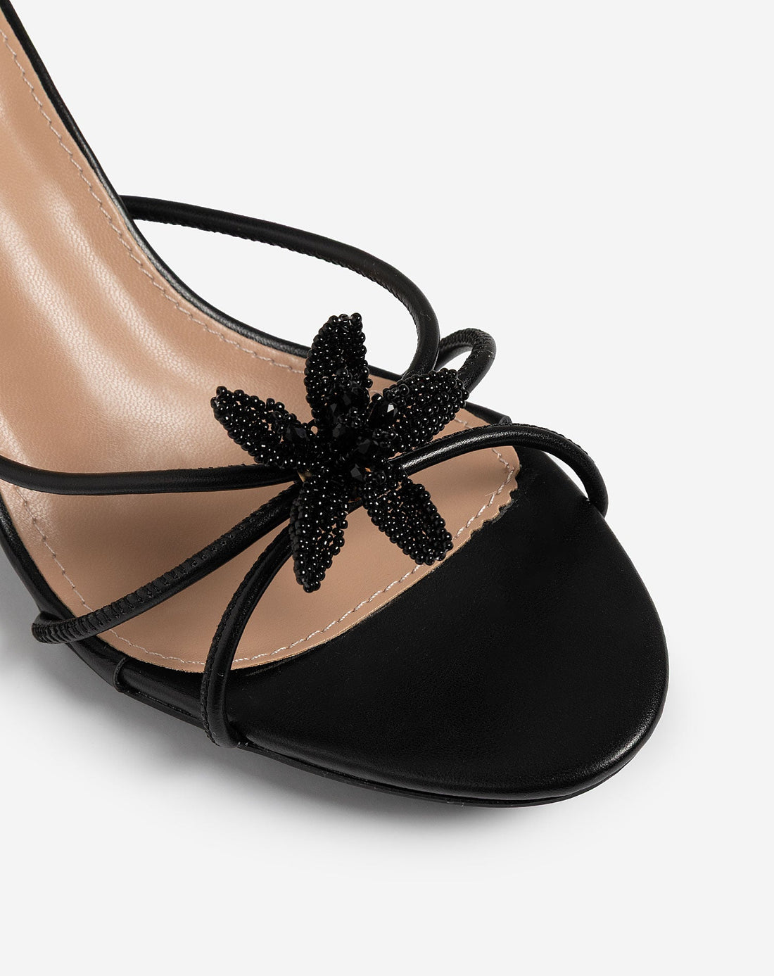 FLOWER BEADS HEELS ZWART