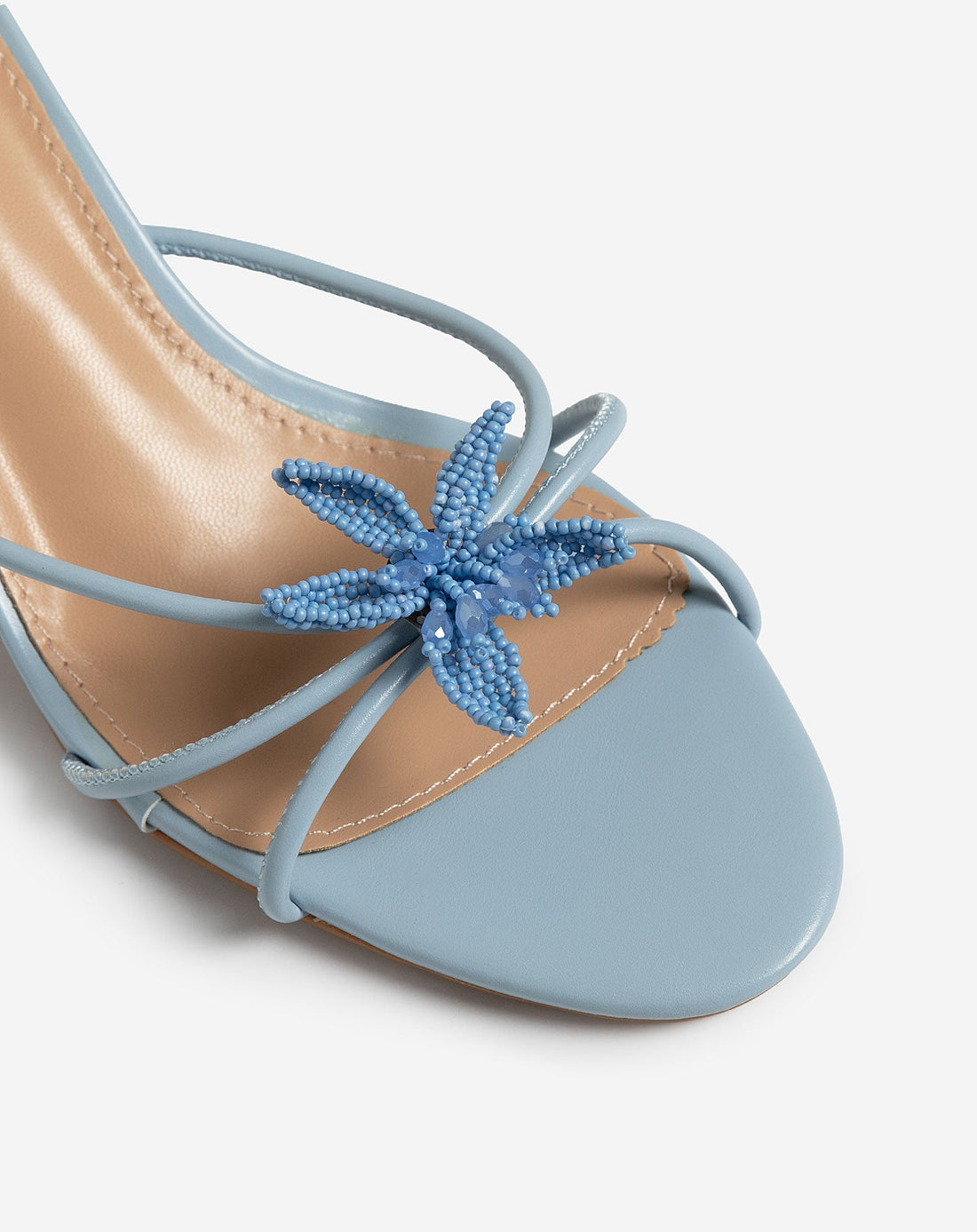 FLOWER BEADS HEELS BLAUW