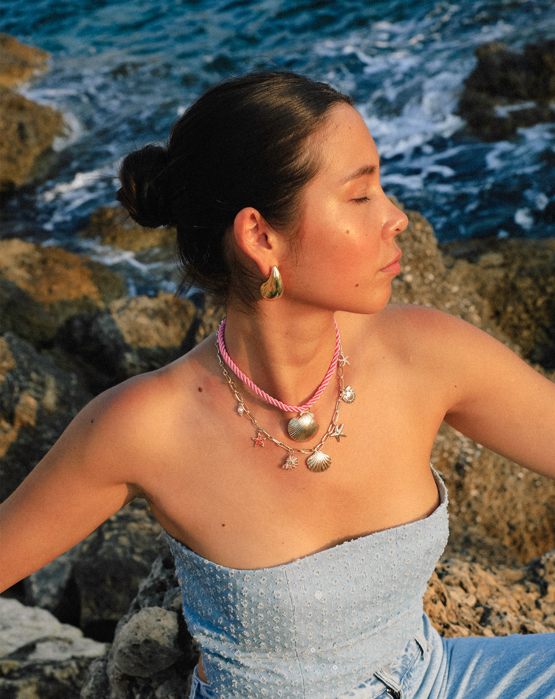SEASHELL CORD NECKLACE ROZE