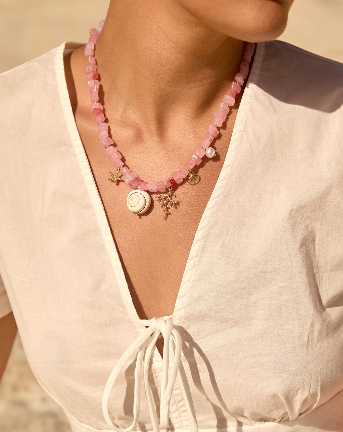 KAIA CHARM BEADS NECKLACE ROZE