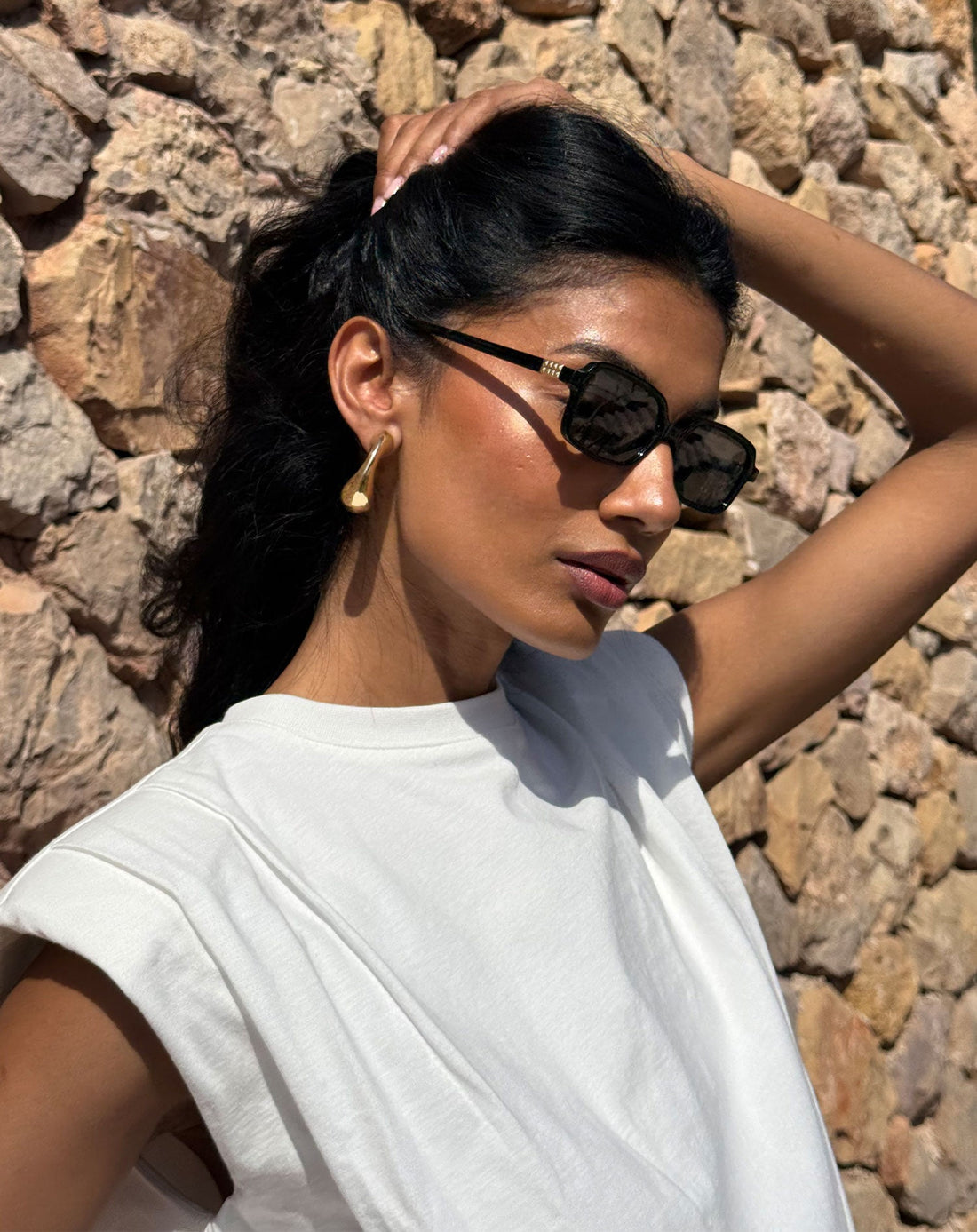 SQUARE SUNGLASSES ZWART