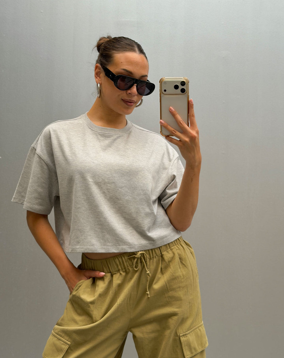 OVERSIZED AVIATOR SUNGLASSES ZWART