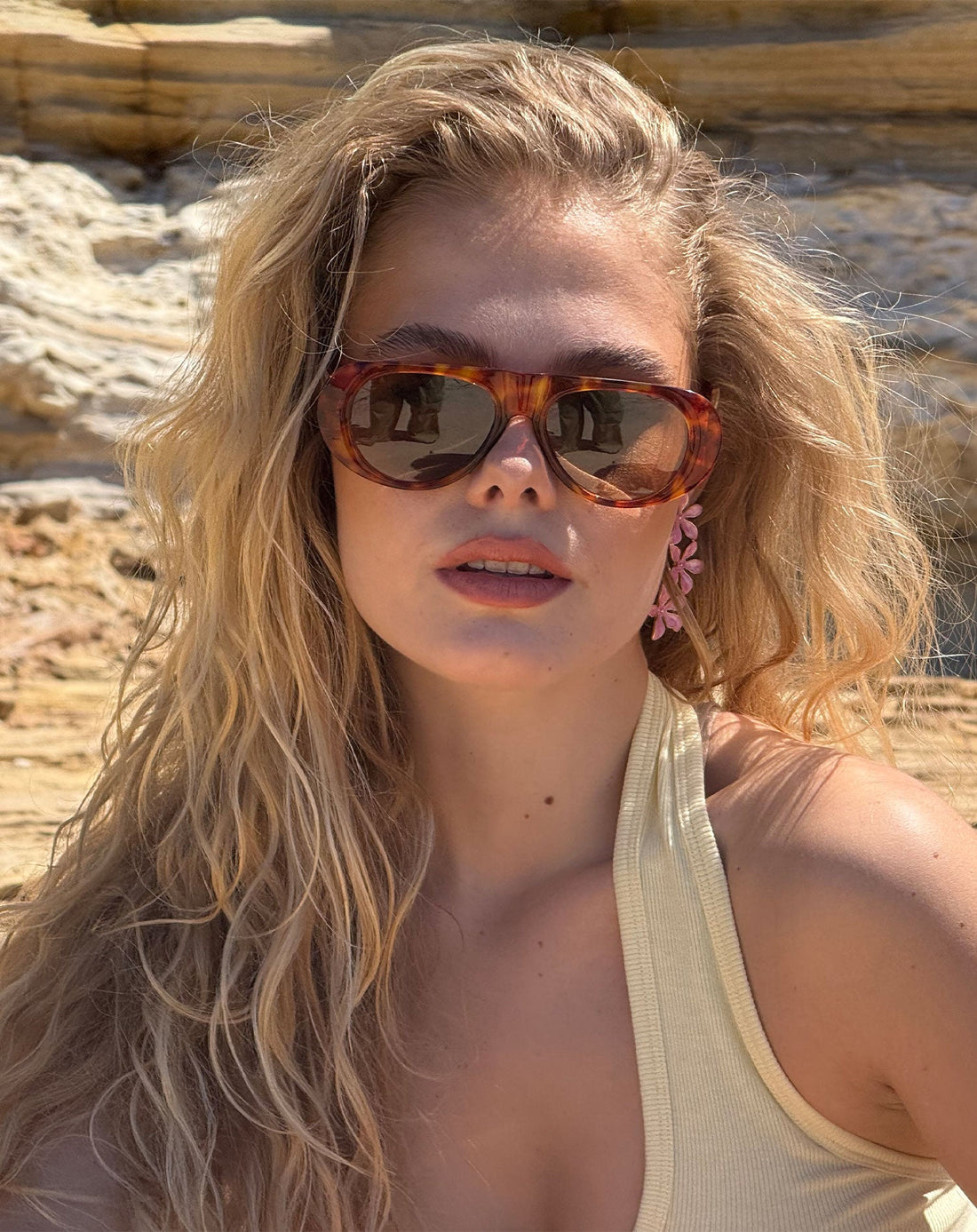 OVERSIZED AVIATOR SUNGLASSES LICHTBRUIN