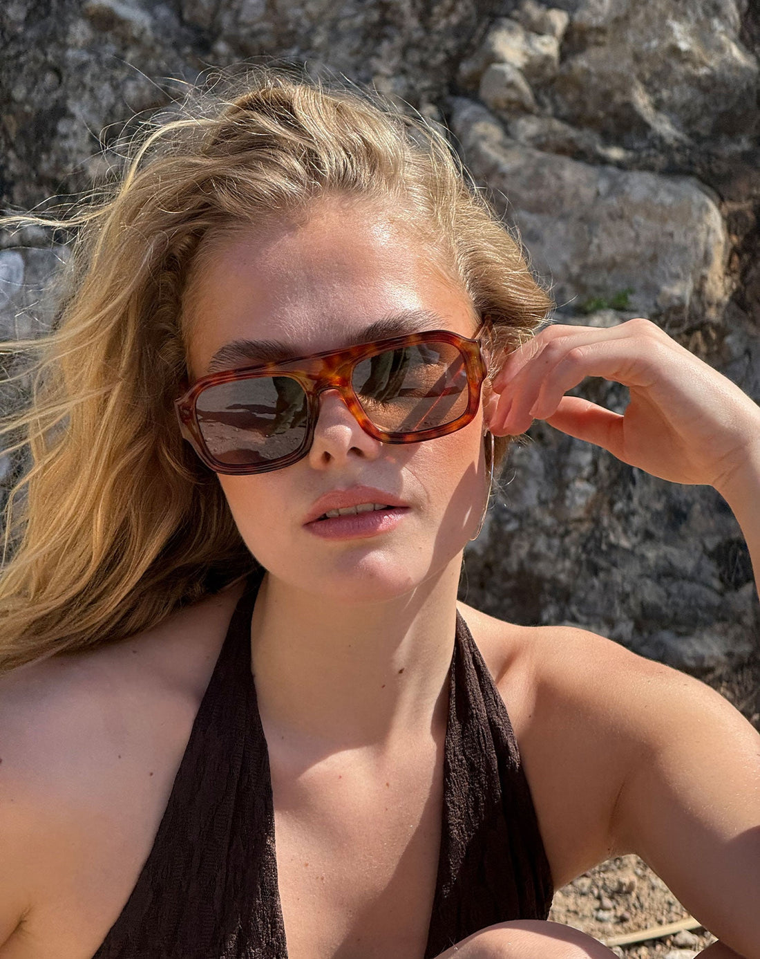 OVERSIZED SQUARE SUNGLASSES LICHTBRUIN