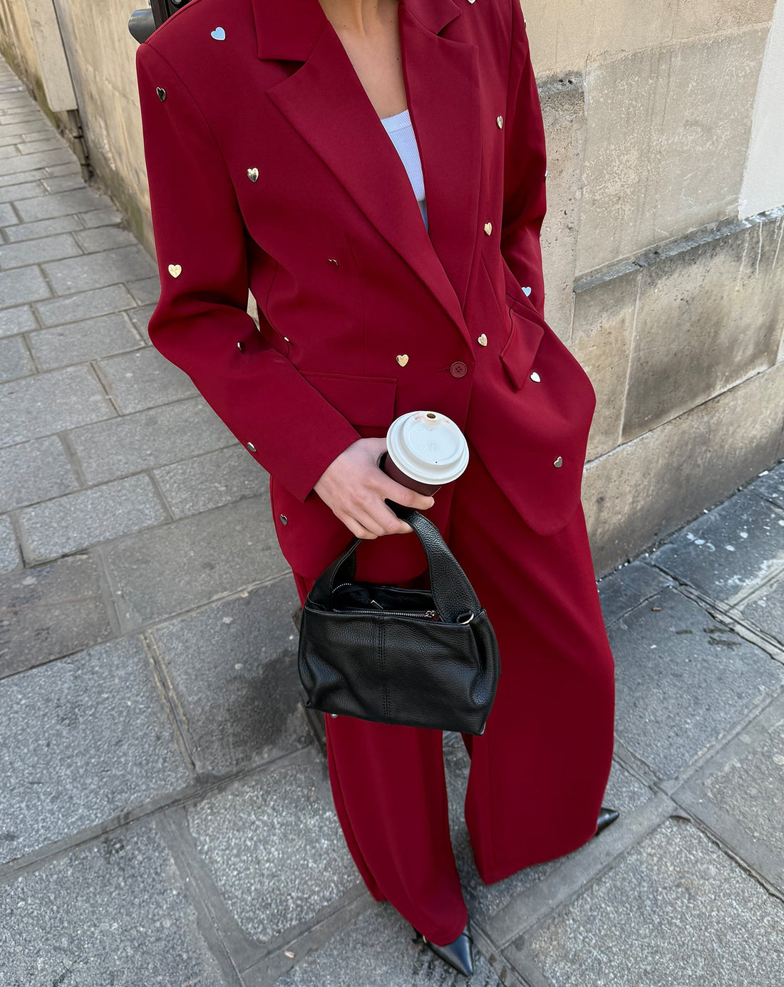 FLO WIDE LEG PLEAT PANTALON BORDEAUX