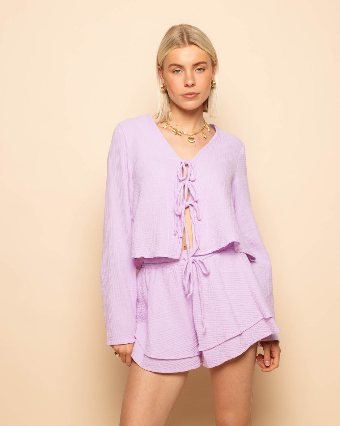 TARA MOUSSELINE TOP LILA